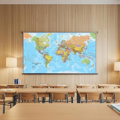 English Language World Map Multi-SizDecorative Hanging Picture Map Travel Decor for Education School/Travel Tool
