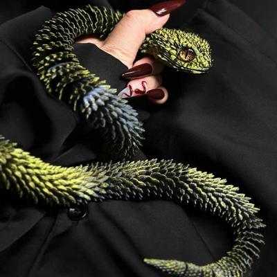 3D Printed Snake Rotatable Articulated Snake Joint Mobility Animal Simulation Model Office Desktop Ornament Home Decor Kids Gift