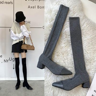 2024 frauen Über Das Knie Hohe Socke Stiefel High Heels Nachtclub Keil Heels Frau Stretch Stiefel Winter Thight Schlank Botas mujer