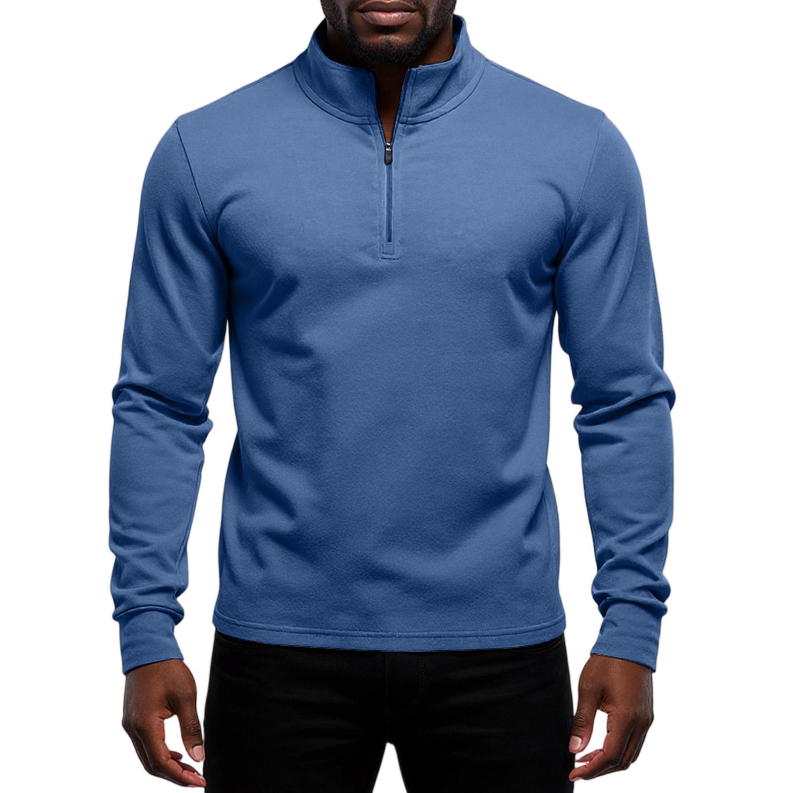 

Men s Half Zipper Standing Collar Keep Warm Base Layer Shirt Hoodie S