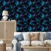 Watercolor Galaxy Wallpaper Navy Blue, Black and Turquoise 50x1000