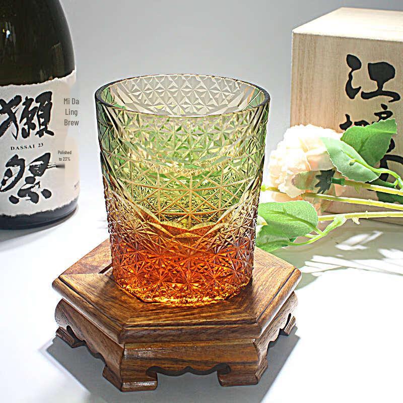 Edo Kiriko Hand-Carved Crystal Whiskey Glass