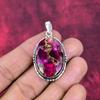 Rosa Auster Kupfer Türkis Anhänger, 925 Massiv Sterlingsilber Schmuck, Edelsteinanhänger, Geschenk für Sie Handgefertigter zierlicher Schmuck