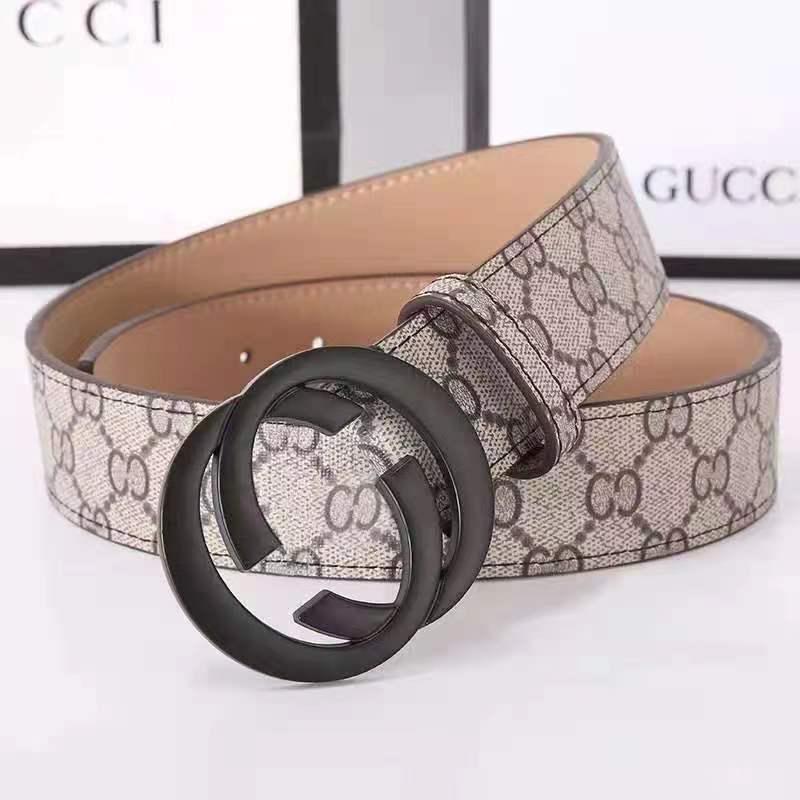 Herrenledergürtel mit neuem Doppel-G-Stoffmuster, glattes Schnallen-Design, Business-Mode-Trend, schlichter Stil für junge Männer.