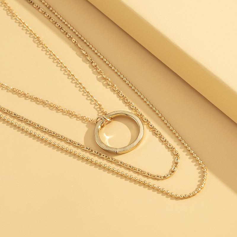 Stylish and Simple Multi-layer Ring Geometric Collar Necklace Multi-layer Women's Fashion Necklace 1