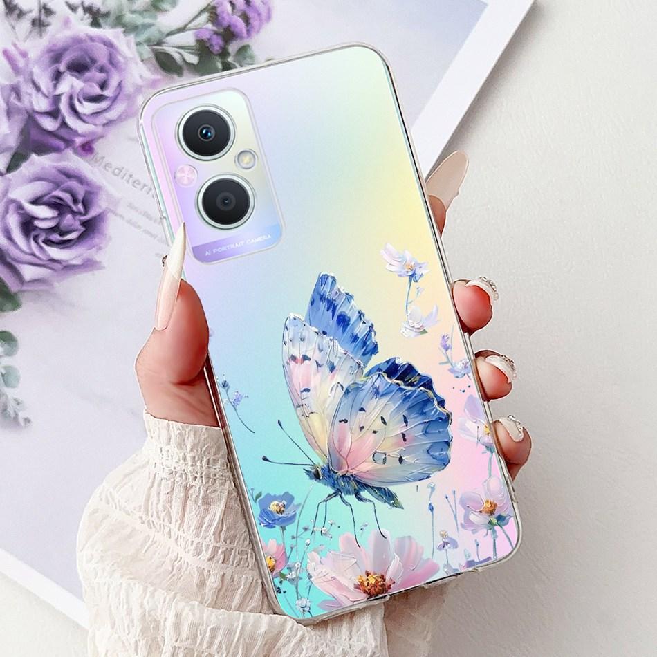For OPPO Reno7 Z 5G / Reno8 Z 5G Elegant Floral Butterfly Phone Case For Oppo Reno 7Z 8Z 5G Soft Silicone TPU Cases