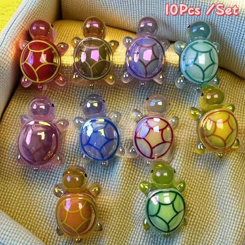 

1/10 шт. мультяшная милая мини-светящаяся черепаха из смолы, орнамент, ландшафтные фигурки, креативные сделай сам, украшения для дома, аксессуары, подарки 10Pcs