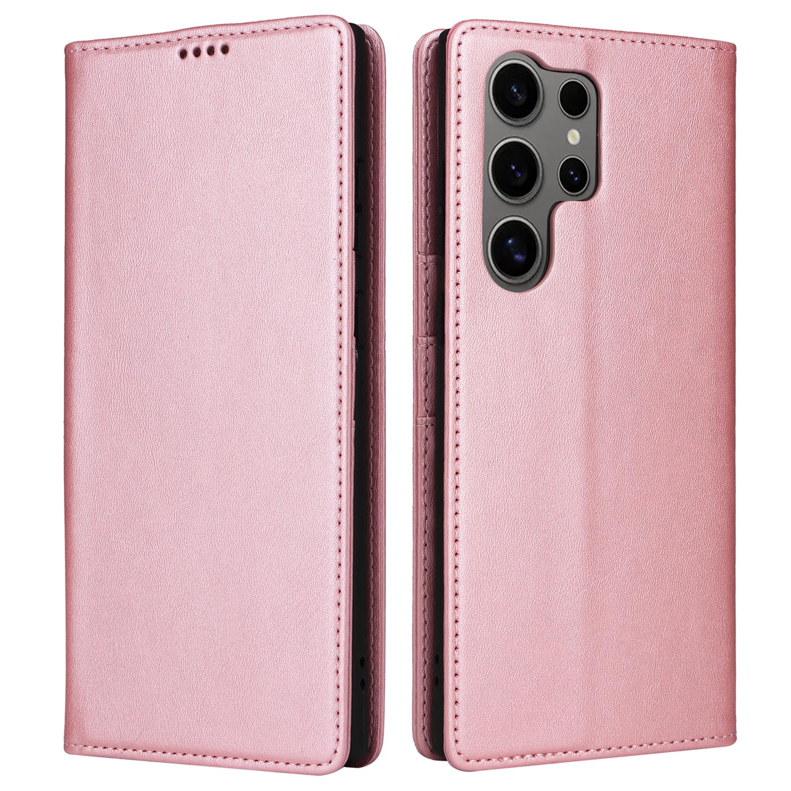 

For Samsung Galaxy S25 Ultra Case RFID Blocking PU Leather Phone Wallet Cover Pink