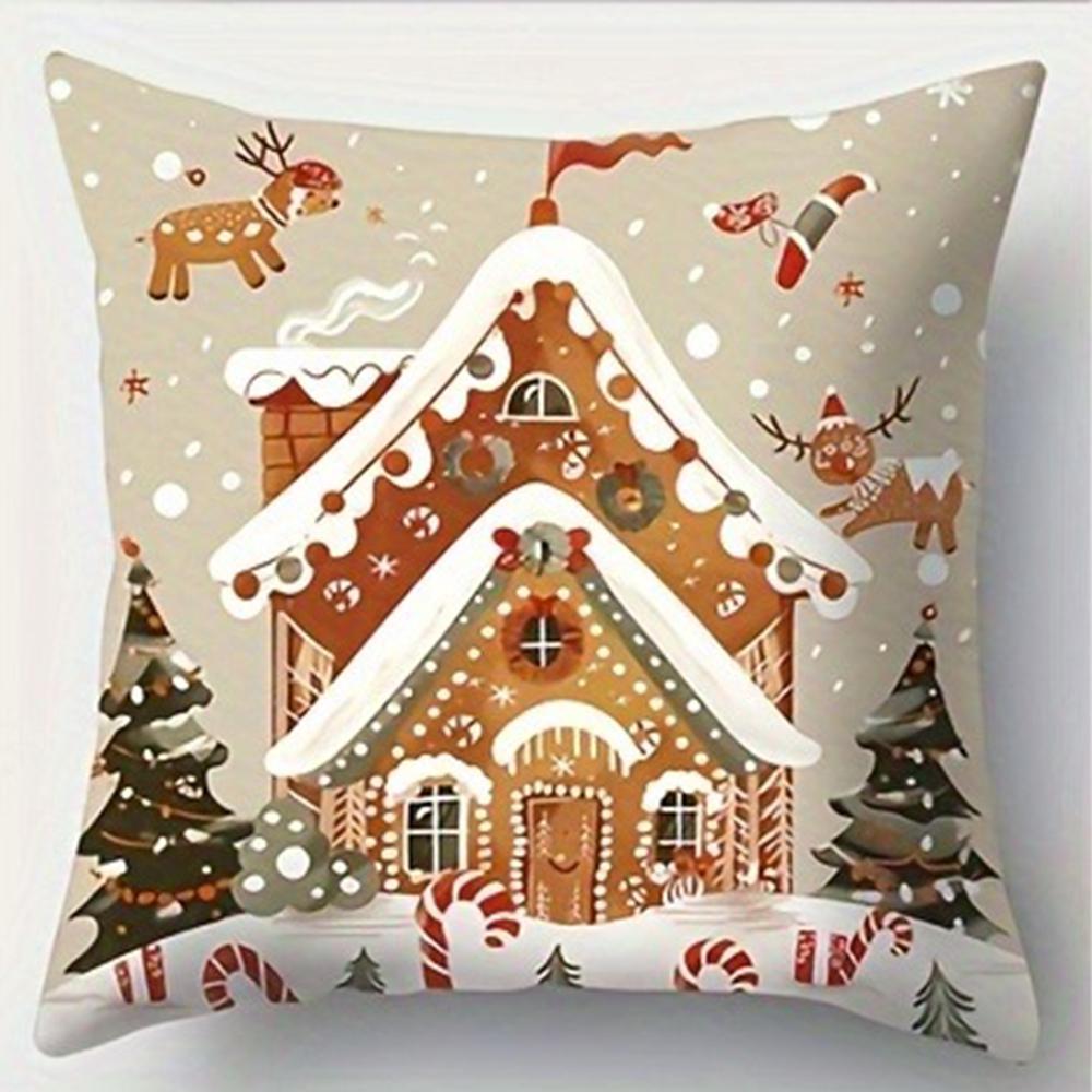 Christmas Gingerbread Hut Pillowcase Merry Christmas Decoration Sofa Cushion Suite Room Home Decoration New Year Gift