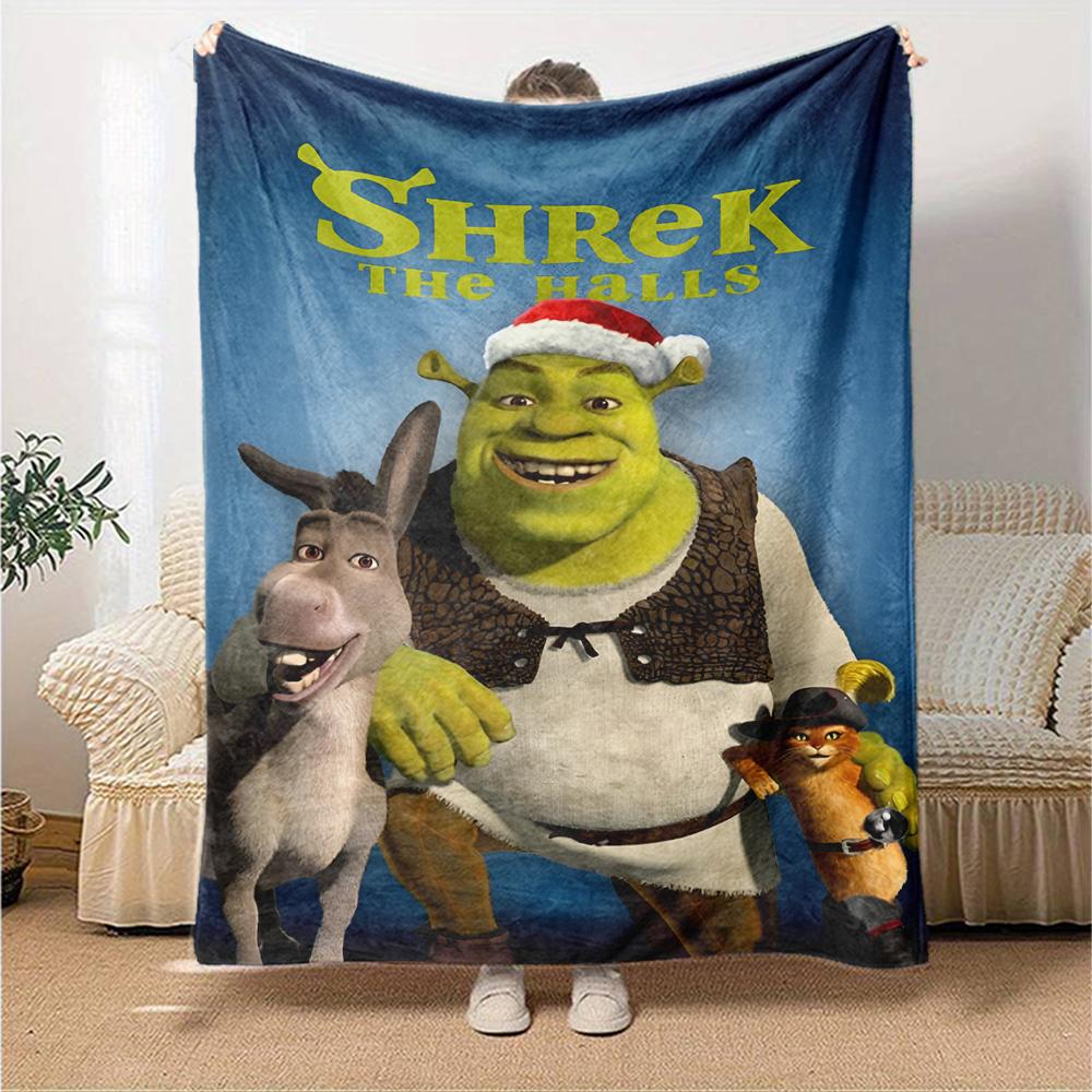 Shrek Theme Printed Blanket - Perfect for Couch, Bed, Travel & Outdoor Use | Machine Washable, Cozy & Durable.