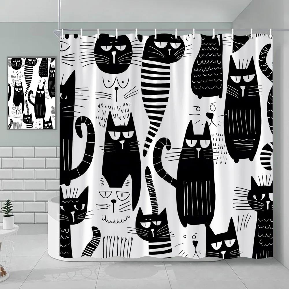 

unframed Funny Cat Shower Curtain Cute Cartoon Lion Dinosaur Animal Bathtub Screen Waterproof Polyester Curtains for Kids Toilet 90x180cm-35x70in