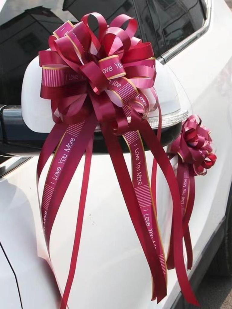 Shiny Double-Sided Red Ribbon Bow for Weddings, Gifts, and Events