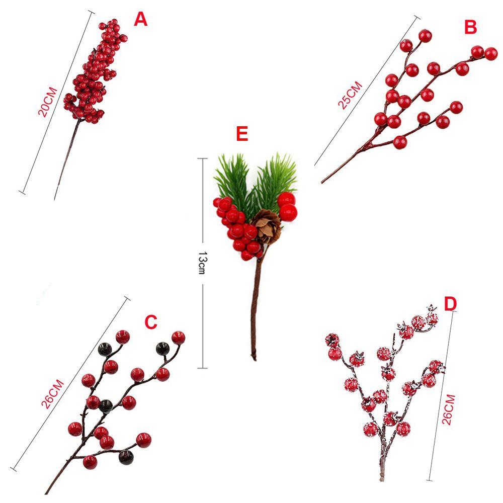 Party Decor Home Wedding Artificial Pine Cone Bubble Flower Branch Red Berry Bouquet