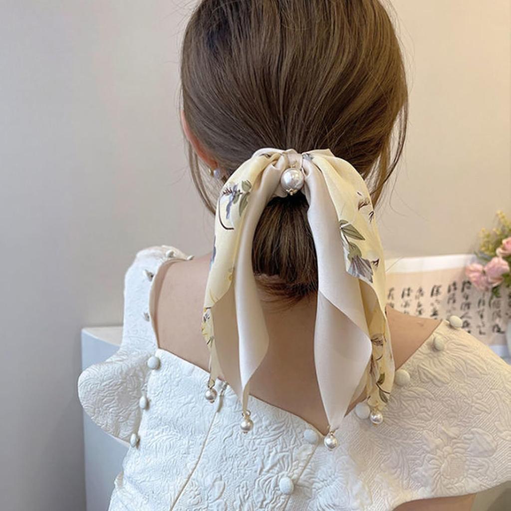 Hair Adult Hair Large Floral Hair Gentle on Day Stylish Hair Set of 2 Women's Ties, Scrunchies, Ribbons, Ponytails, Volume, Print, Bows, Arrangements,