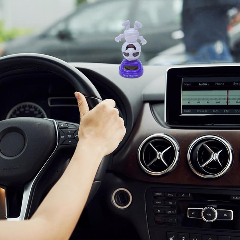 Solar Powered Swinging Decor Ghost Festival Shake Animals Halloween Solar Powered Automobile Shaking Head Toy For Cosplay Party