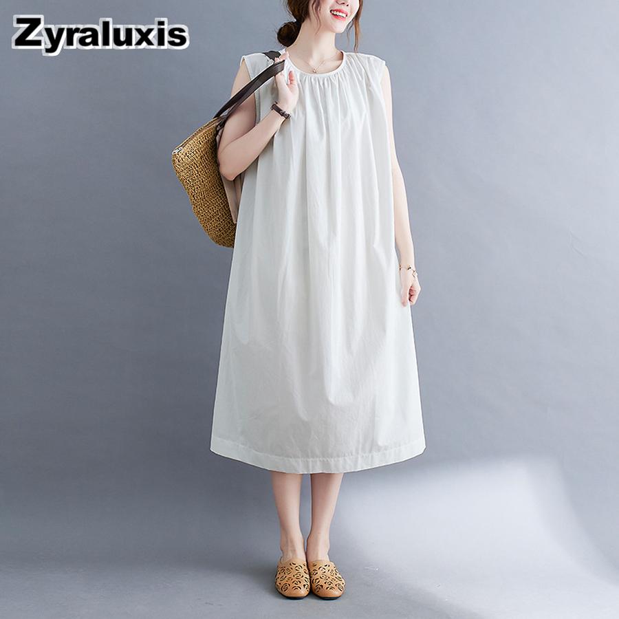 New Year s Retro Large Size Women s Cotton Linen Design Style Backless Vest Dress Sleeveless Ruffled Dress L белый