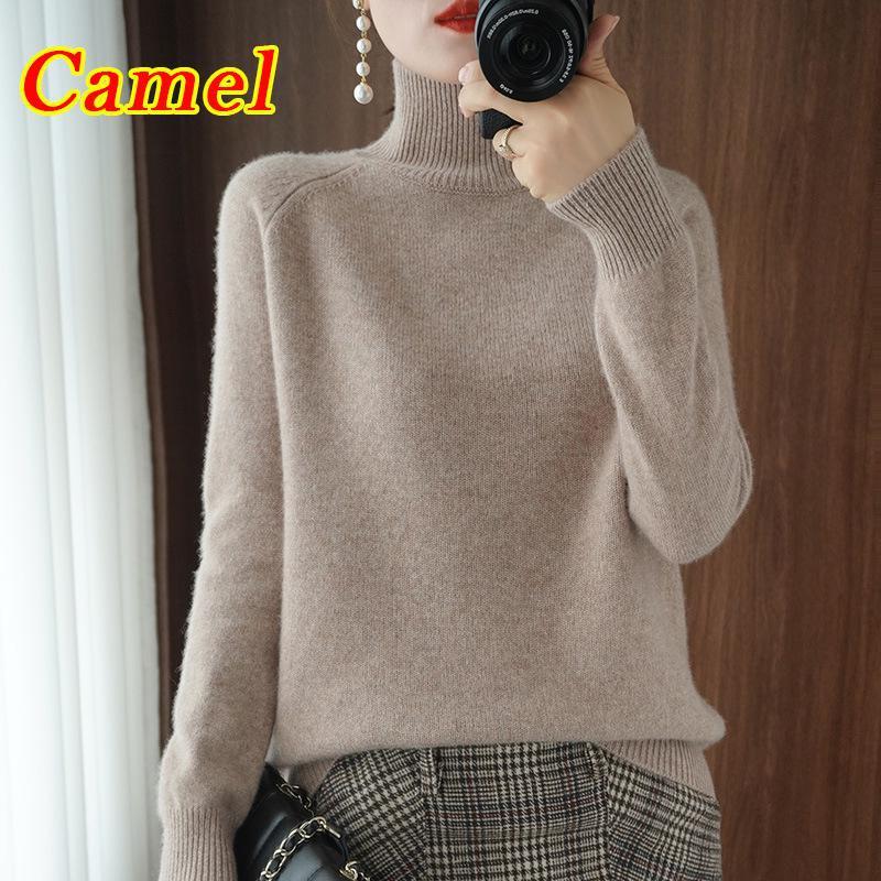 Toamnă și iarnă Pulover cu guler nou pentru femei, îngroșat, de culoare solidă, cămașă tricotată cu fundul