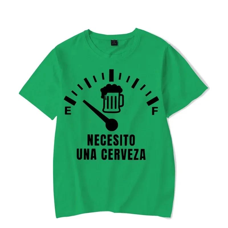 Men's Street T-shirt Necesito Una Cerveza Print Tops Tees Summer T Shirt Oversized Tee Shirt for Men Tshirt Clothing Unisex Tops