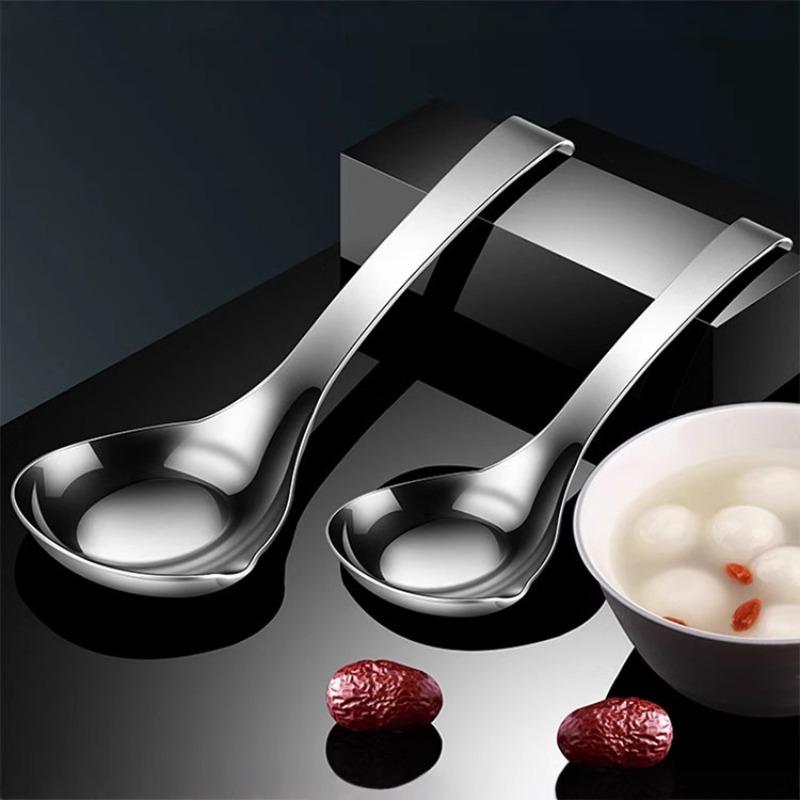 1PC Spoon Stainless Steel Deepened Spoon Household Soup with Hook Porridge Large Tableware Household Goods