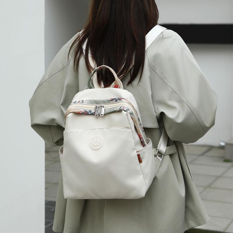 Casual Travel Backpack Lightweight Student Bookbag Urban Minimalist Canvas Bag with Zipper Waterproof Leisure Outdoor Bag