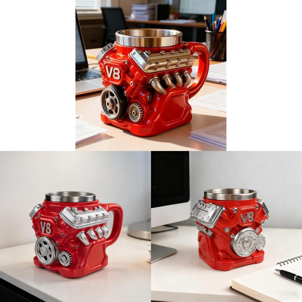 V8 Engine Mechanical Mug Resin Metal Coffee Cup For Car Lovers And Gift Giving