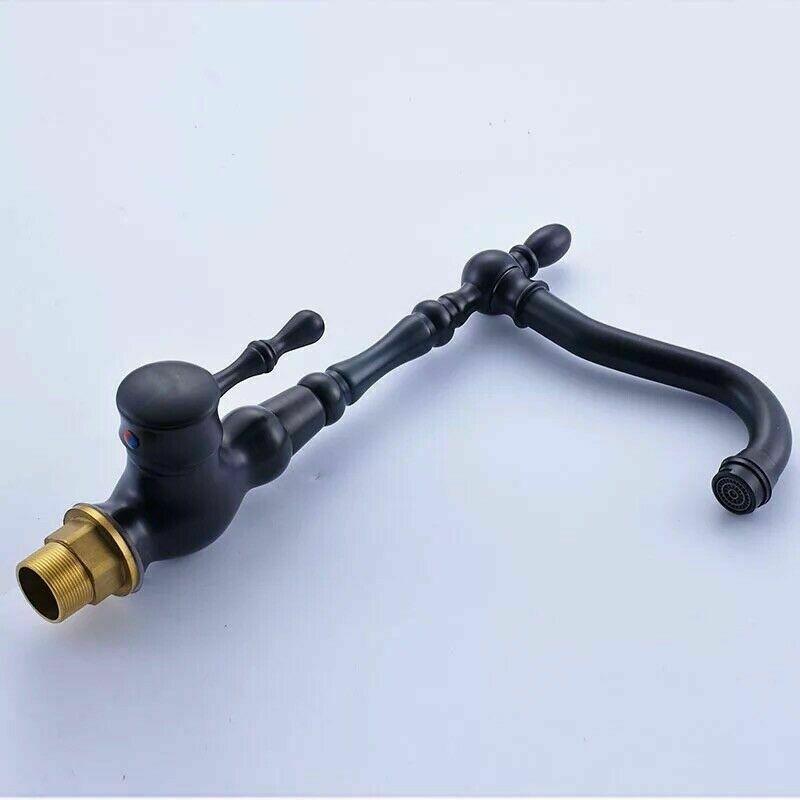 Black Brass Kitchen Faucet Single Handle Deck Mount Basin Sink Faucet 360 Rotate Mixers Taps Hot Cold Water Faucet