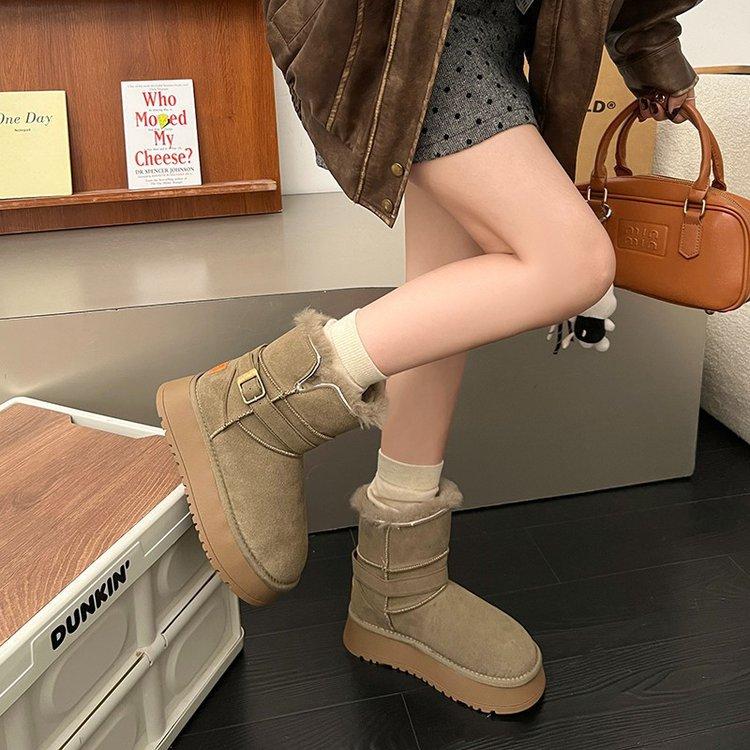 Real Hair Thick-soled Two-wearing Snow Boots for Women In the Winter of 2025, New Piled and Thickened Warm Sangpo Fur Integrated Boots
