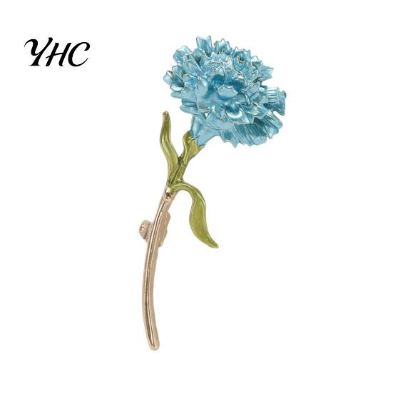 Fashionable Corsage Brooch Alloy Enamel Carnation Flower Dripping Oil Process Pin Unique Coat Wear-Resistant Anti-Rust Versatile Collar Accessory for