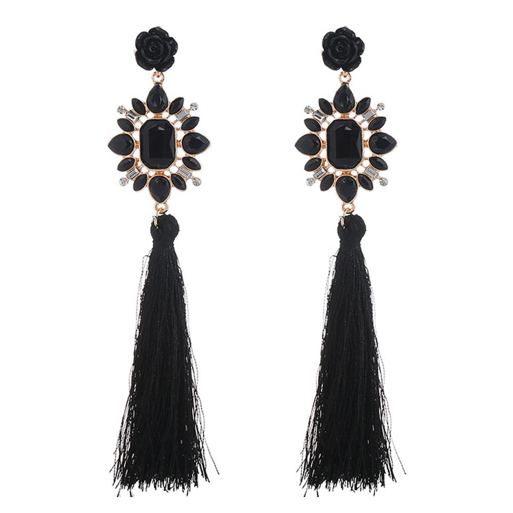 Women Retro Tassel Flower Earrings Elegant Exquisite Vintage Long Earring