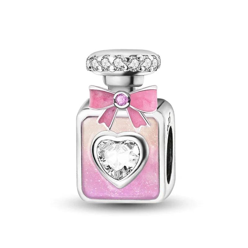 Copper Romantic Zircon Red Love Heart Charms Beads Fit Original Pan Bracelet Bangles Diy Fine Jewelry For Women