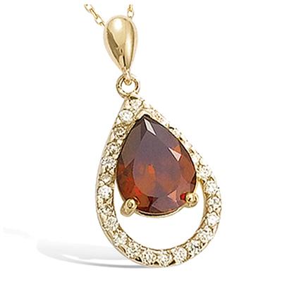 [J3526] - Pozlacený přívěsek 'Celestina' se zlatým granátem - 25x13 mm