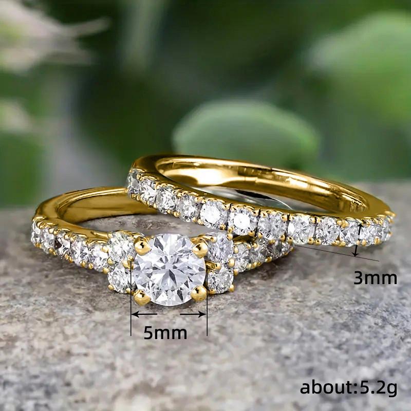 Sterling  Rings for Women Luxury Accessories Sparkling Cubic Zirconia 2Pcs Rings Wedding Trend Jewelry