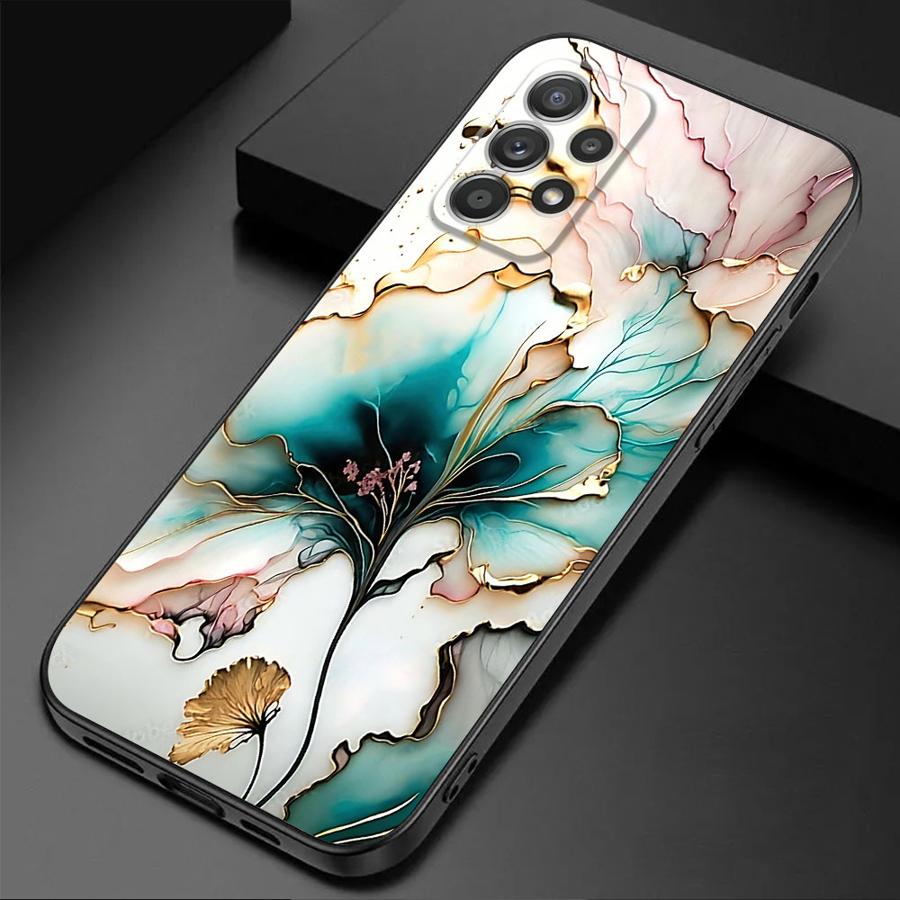 Marble Phone Case for Samsung Galaxy A71 A50 A21s A54 A41 A52s A51 A31 A53 A73 A55 A70 A16 A72 Black Cover