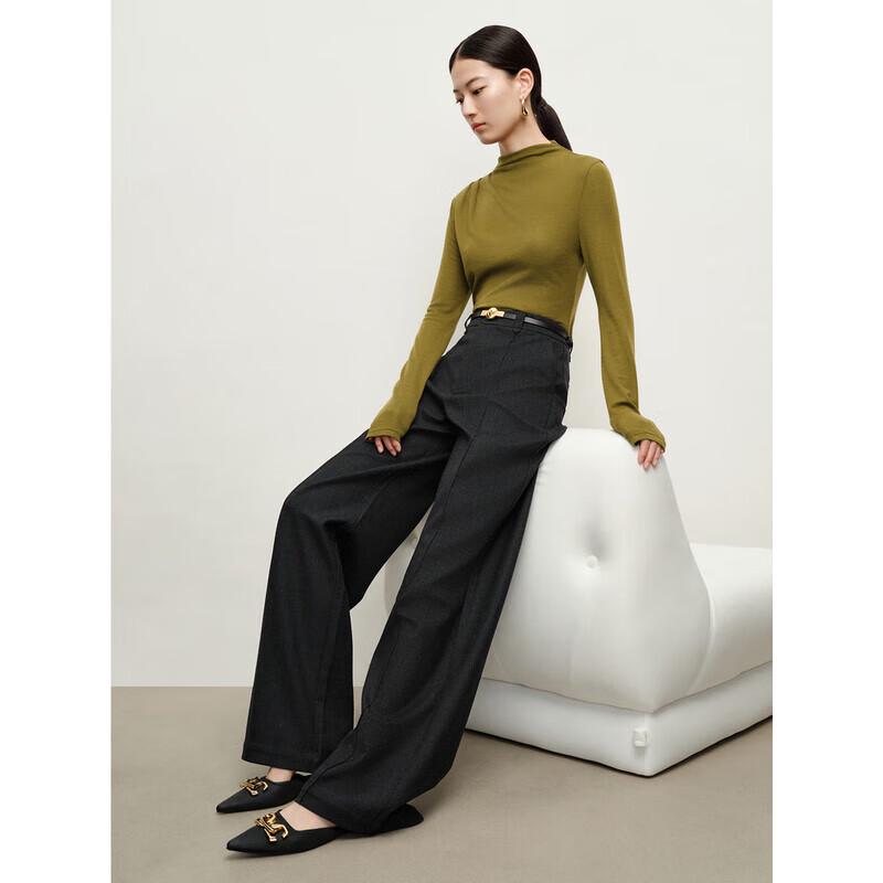 JUZI Annakou Women's Casual Fine Wool Blend Wide-Leg Pants