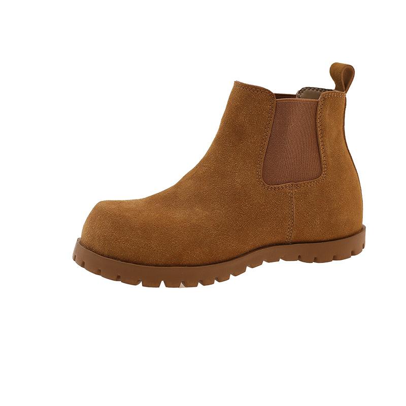 Retro Inner Heightening Chelsea Boots Women's Spring New Matte Leather Chimney Thick Heel Short Boots Children's Thick-soled Martin Boots