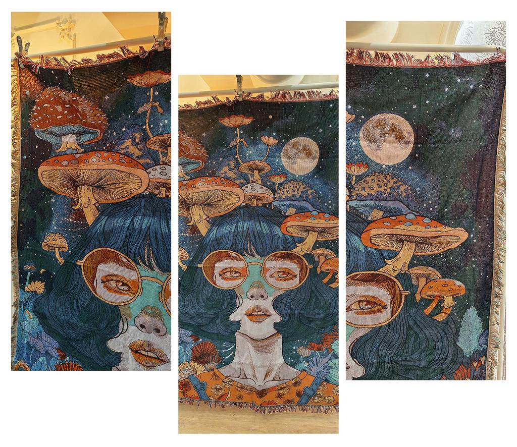 Ins Style, Mushroom Girl, Sofa Blanket, Camping Blanket, Picnic Blanket, 130x160cm