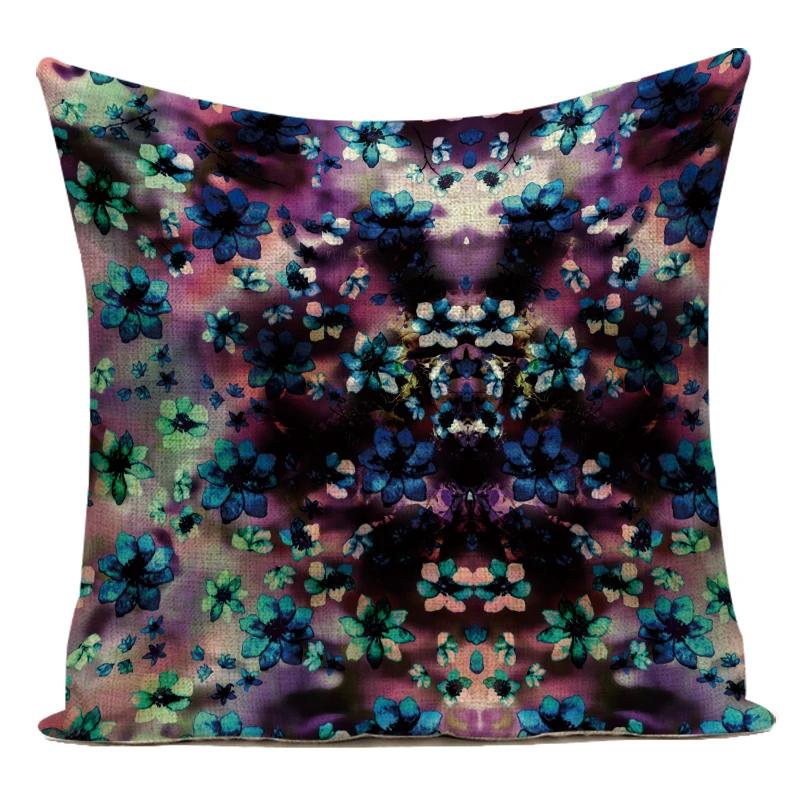 Decorative Throw Pillows Case Colorful 3D Plant Flowers Polyester Sofa Home Living Room Decoration Pillow Cushion Cover