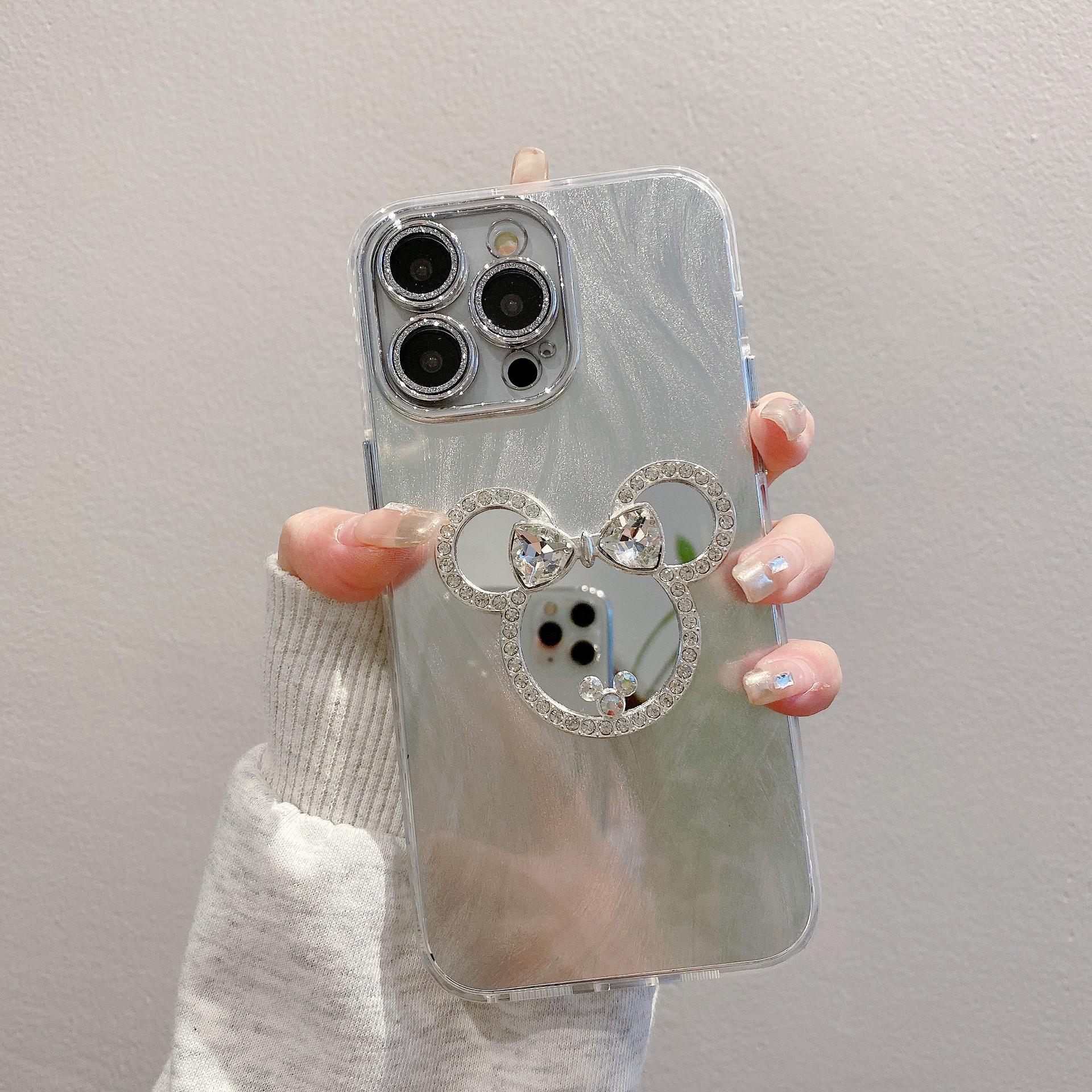 

Fine Hole Feather Yarn Suitable for Apple 15 Protective Cover 13 Mickey Mirror 14 Iphone11pro Mobile Phone Case 16 iPhone12PRO