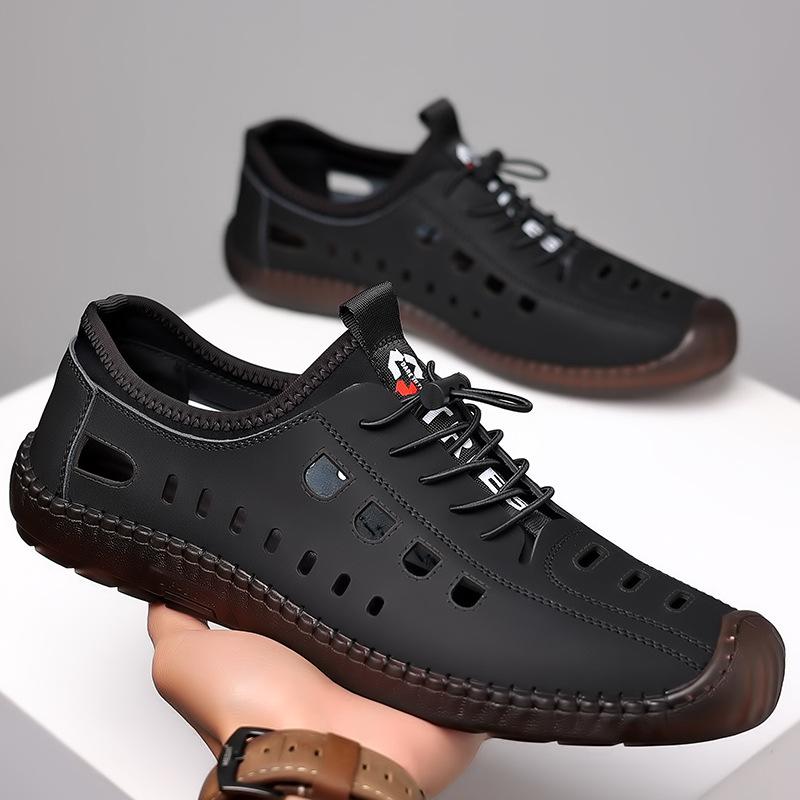 

Men s shoes 2025 summer new sandals men s light and breathable outdoor leisure hollow bag head hole shoes 2025 38 чёрный