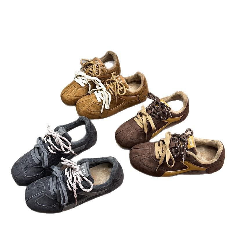 Innere Höhenzunahme 6cm Retro-Leder Deutsche Trainingsschuhe Damen 2025 Herbst und Winter Neu Samt Forrest Gump Schuhe Damen Freizeitschuhe Tide