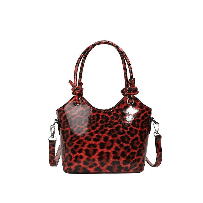 Fashion trend leopard print handbag new simple texture messenger women's bag versatile shoulder bucket bag