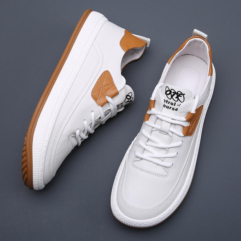 Fashion Mens Casual Leather Shoes Lace Up Men Sneakers New Trend Outdoor Footwear British Fashion Male Retro Classic Skate Shoes