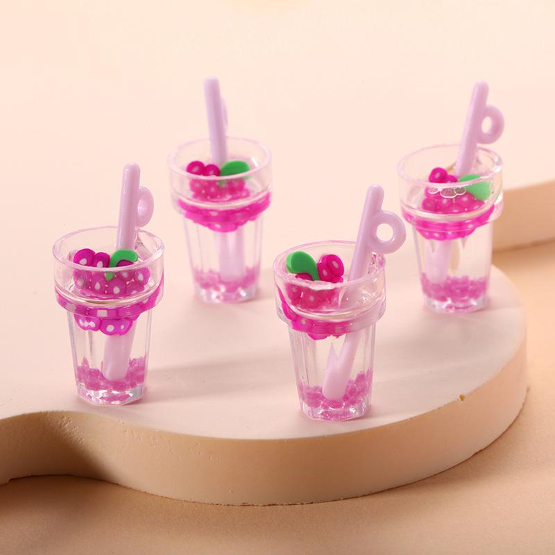 Mini Luminous Fruit Straw Cup Keychain Pendant - Cute Jewelry Accessory