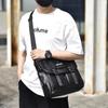 Business Casual Men's Large Capacity Wear-Resistant PU Splash-Proof Messenger Shoulder Bag