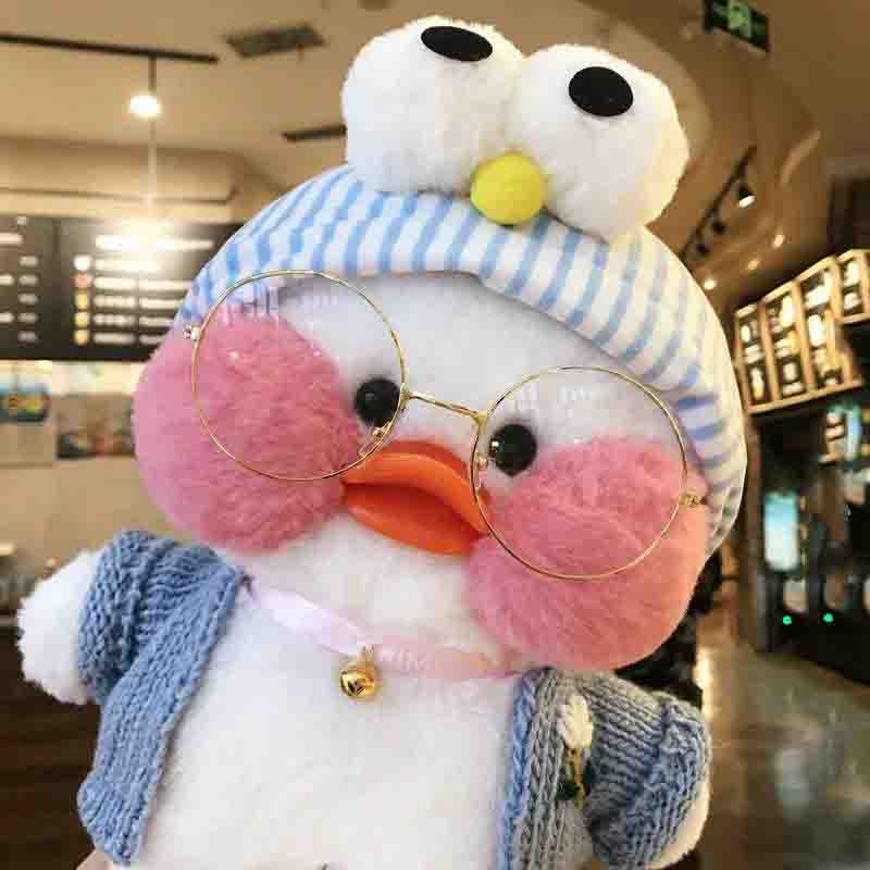 30cm Cartoon Cute Cafe Duck Plush Toy Stuffed Soft Plush Duck Doll Animal Pillow Birthday Gift for Kids Children