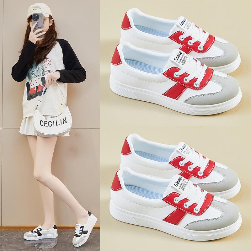 2025 Spring White Shoes New Korean Edition Female Students Thick Soled Height Increasing Sports Board Shoes Casual