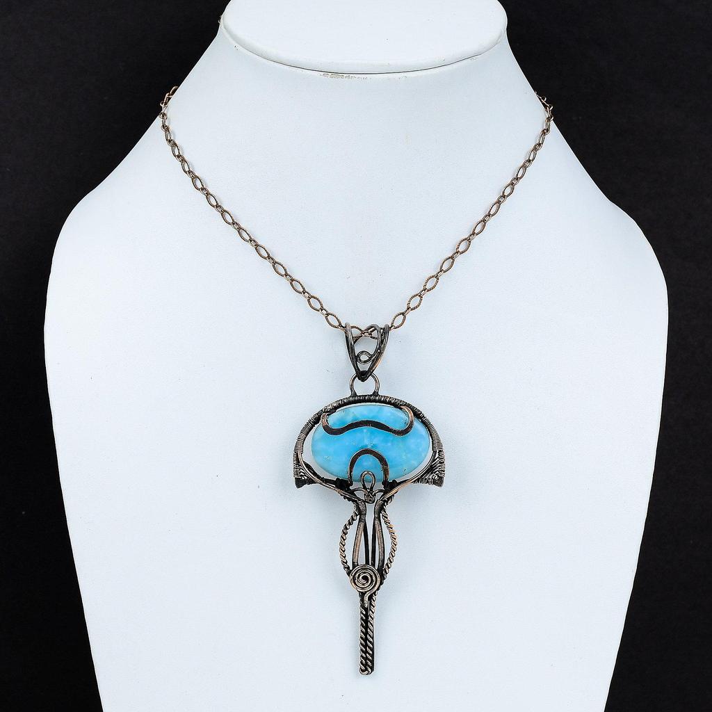 Hemimorphite Pendant Copper Wire Wrapped Pendant Natural Gemstone Pendant Copper Jewelry Gift For Mom Handmade Pendant Hemimorphite Jewelry