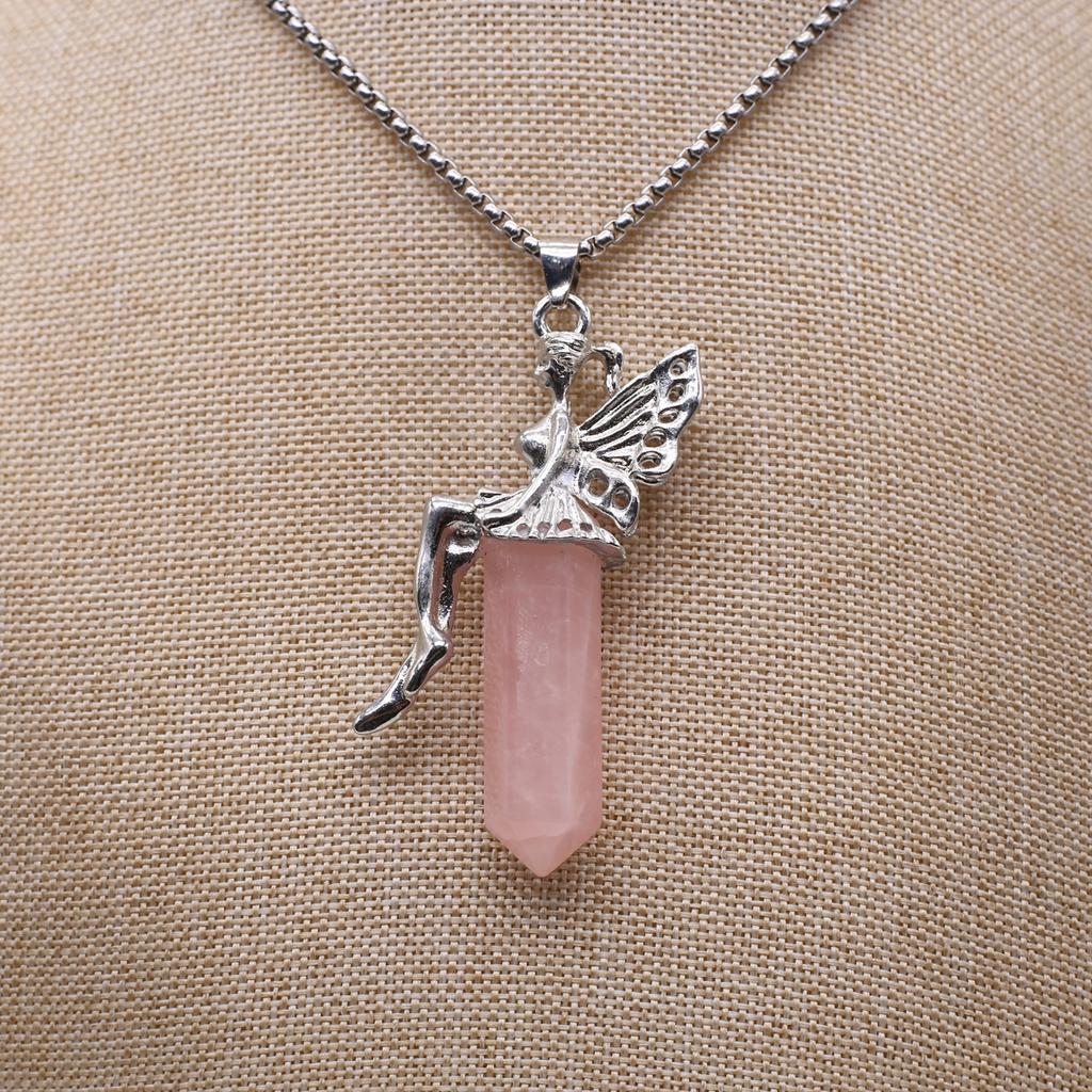 Women Necklace Natural Stone Opal/Turquoise Necklace Hexagonal Pyramid Pendant For Women Birthday Gift Chain 60 CM