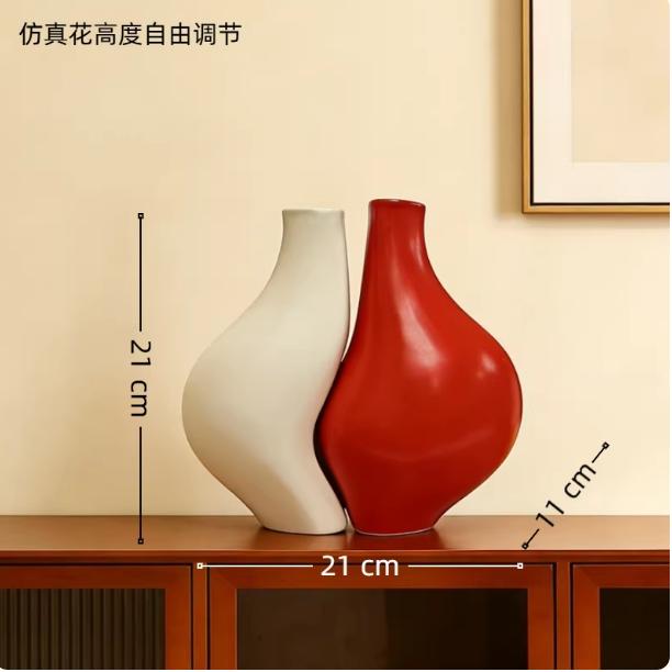 Creative Mixed-color Ceramic Vase Join Two Vases Together Flower Arrangement Accessories Ceramic Handicrafts Home Decoration