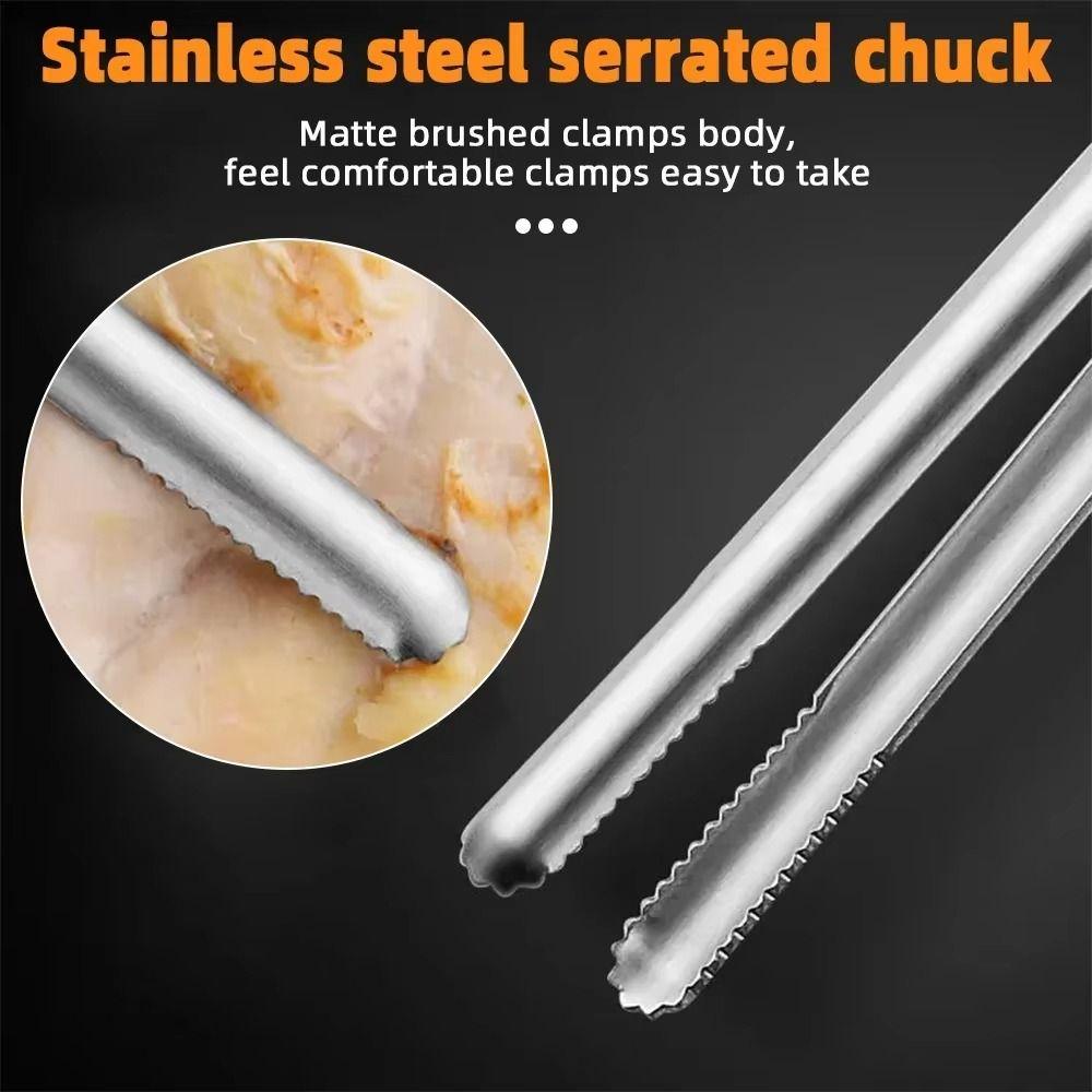 1Pcs Non-Slip Food Clip 304 Stainless Steel BBQ Steak Clip Durable Grill Tongs  Cooking Utensils